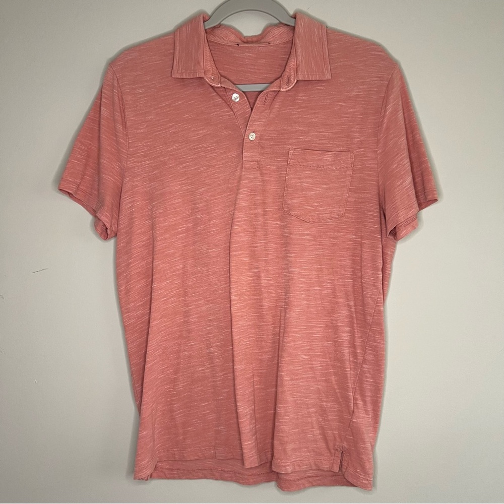 Express Pique Men's Size Medium Salmon Fitted Short Sleeve Polo Shirt